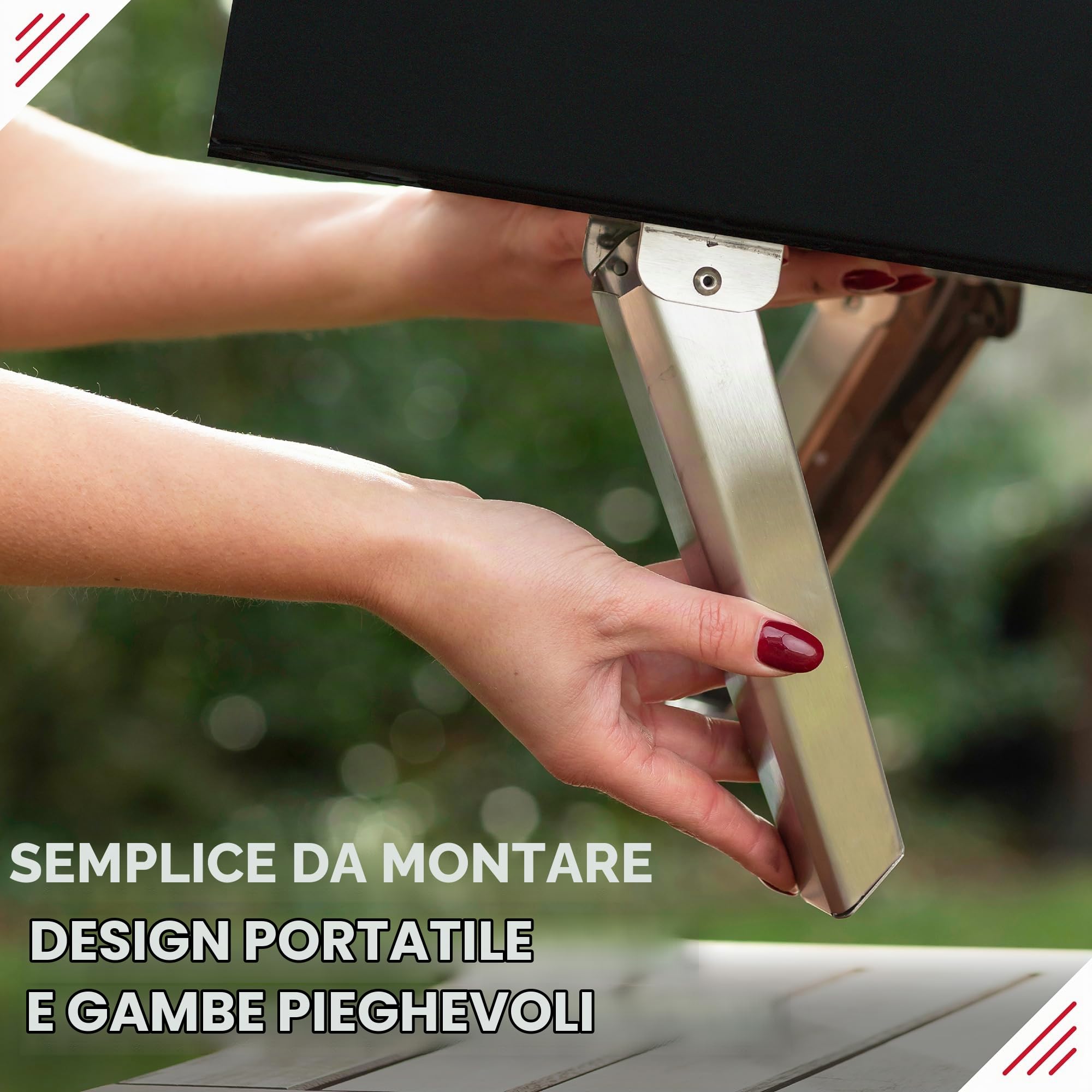 George Foreman Forno per pizza a pellet di legno portatile da esterno da 40,6 cm, nero, con pagaia e borsa per il trasporto, forno per barbecue e affumicatore, gambe pieghevoli GFWPPO2BPC