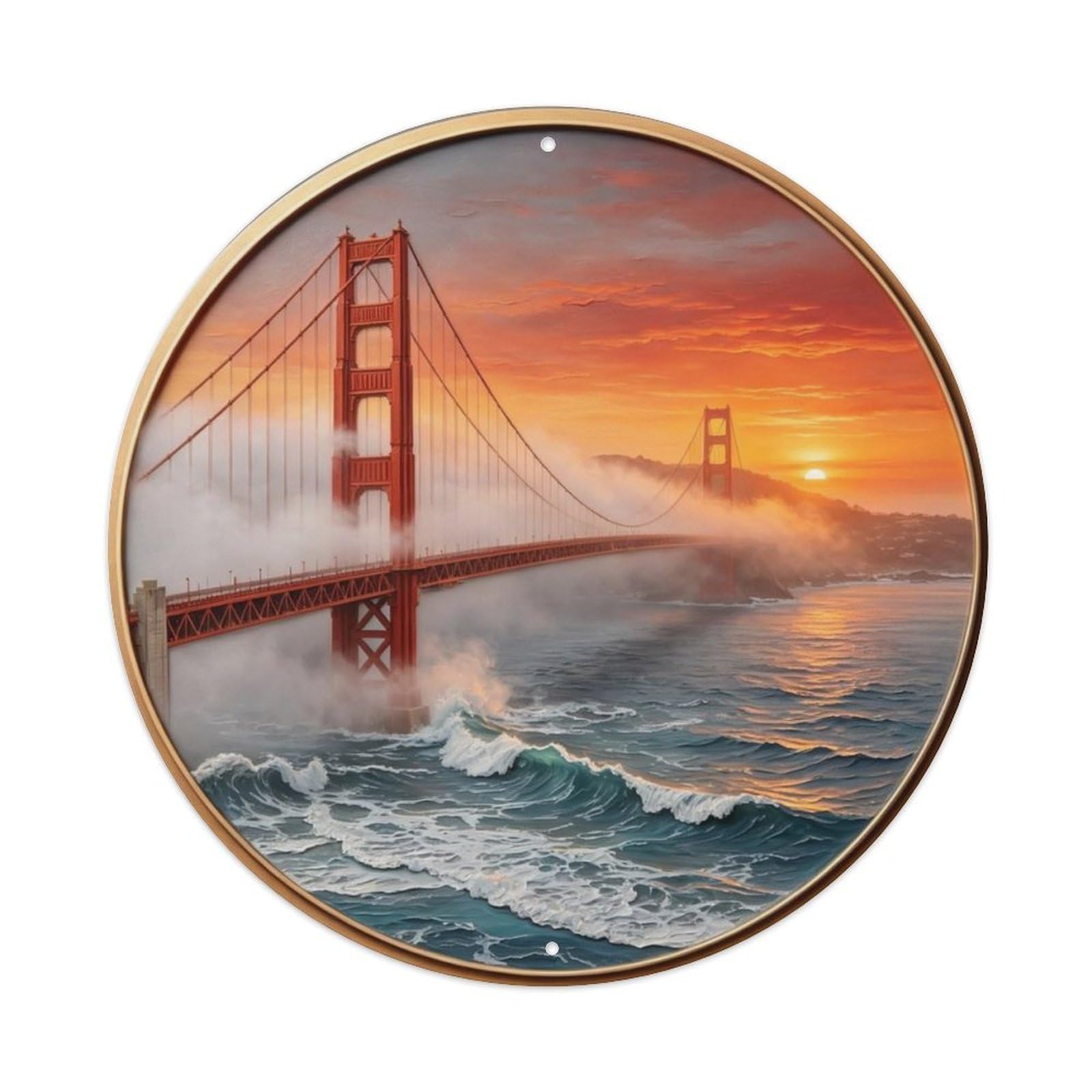 Golden Gate Bridge Fog Metal Tin Sign Plaque