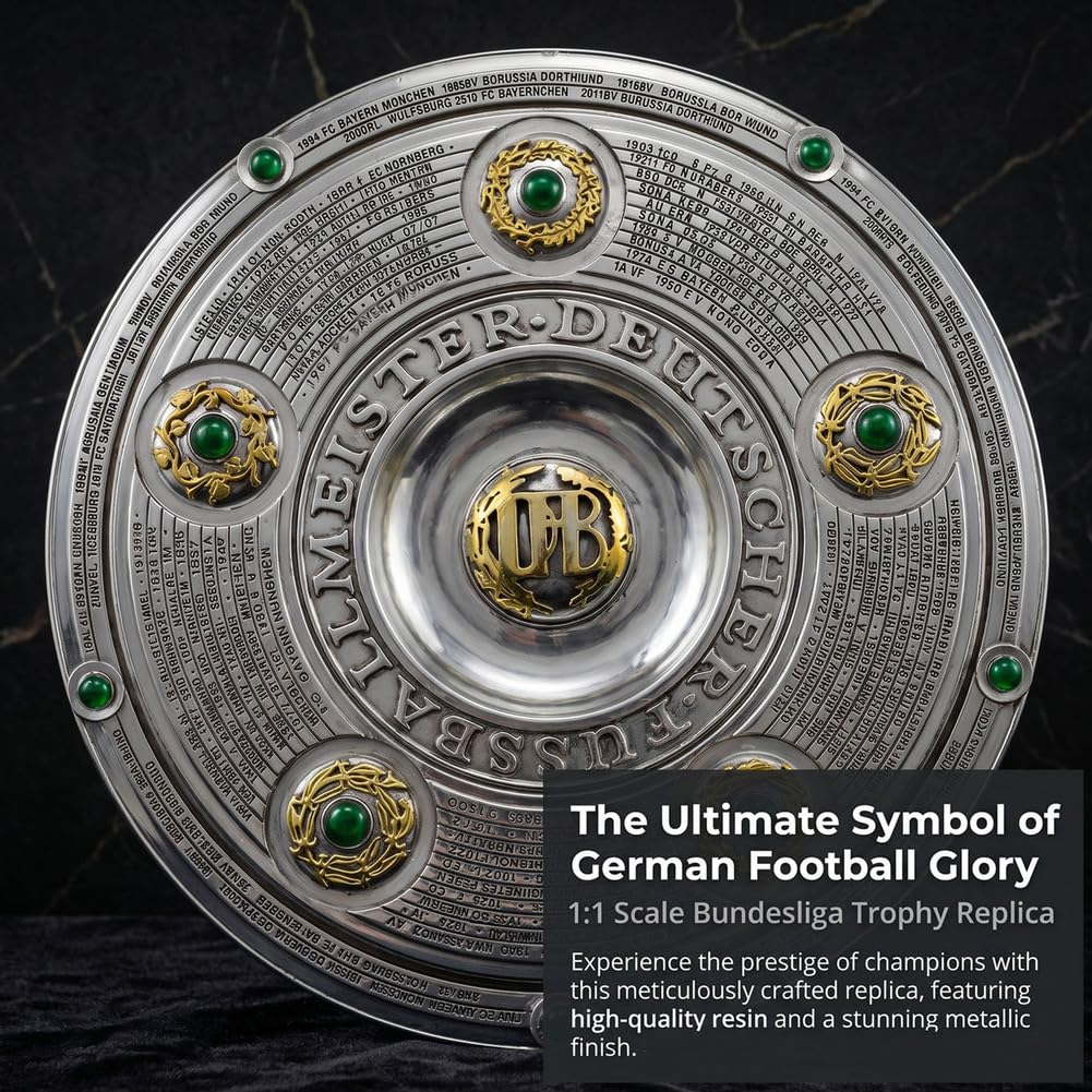 Deutsche Fußball Meisterschaft Trophäe Replika, Liga Champion Pokal, Silberner Metall Tischdekor Sammlerstück für Fans, Verein Bar Vitrine