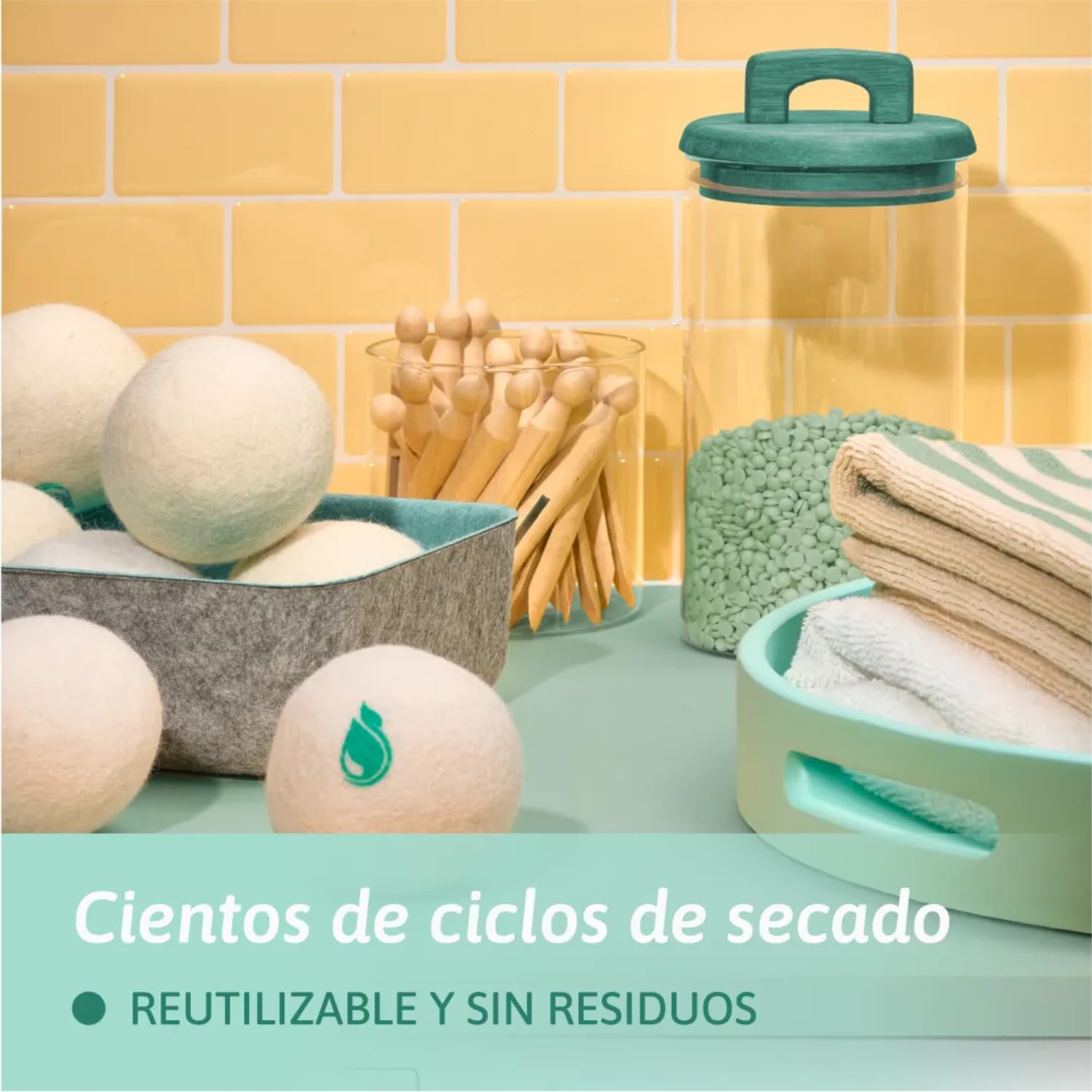 Natulim Bolas de Lana para Secadora 6 Pack XL - Suavizante de Tela Natural, Reutilizable, Reduce las Arrugas de la Ropa y Ahorra Tiempo de Secado - Solución Ecológica, Libre de Plástico, Cruelty-Free