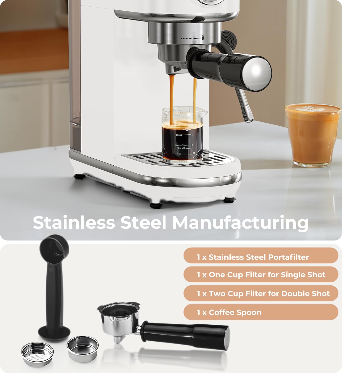 atatix Espresso Machine with Milk Frother, 20 Bar Pressure Espresso Maker view 7