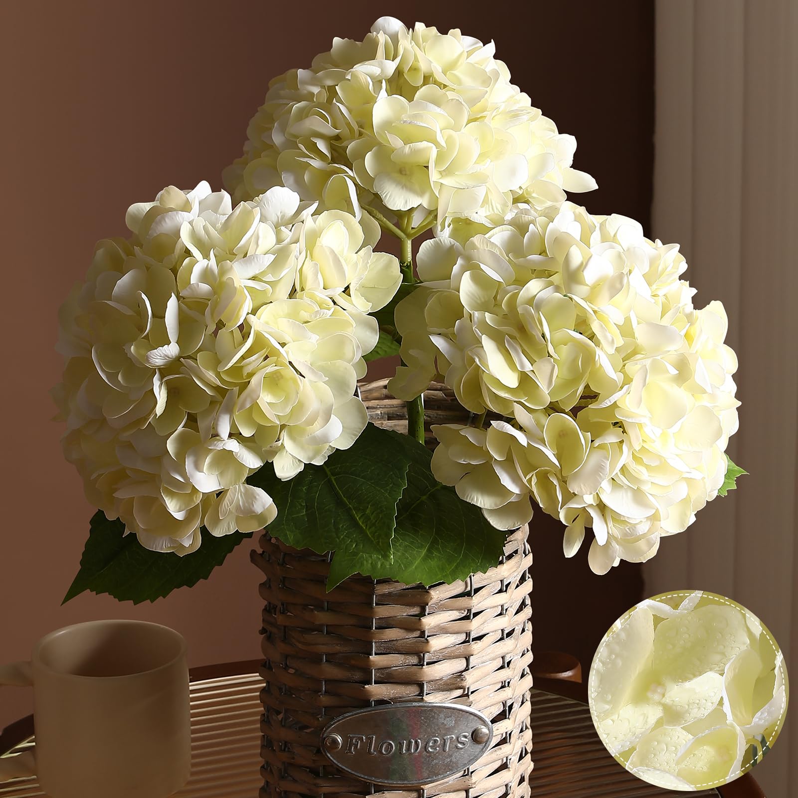 Photo 1 of FLORRALIA Hydrangea Artificial Flowers, 2 Pack, Cream White