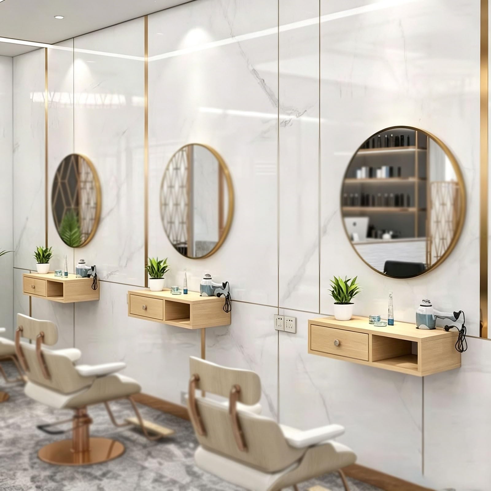 Wandregal Friseur, Friseurmöbel Wandmontage, Mit Halterung Für Haartrockner, Werkbank Mit Schublade, Für Viele Bereiche Geeignet(Schwarz,27.5x10.2x5.9in)