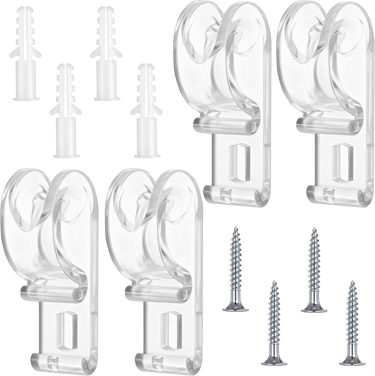 4PCS Roman Blind P Clips - Clear Blind Cord Safety Clips with Screws & Plastic Pillars - Roller Blind Chain Holders - Roman Blind Clips for Child Safety