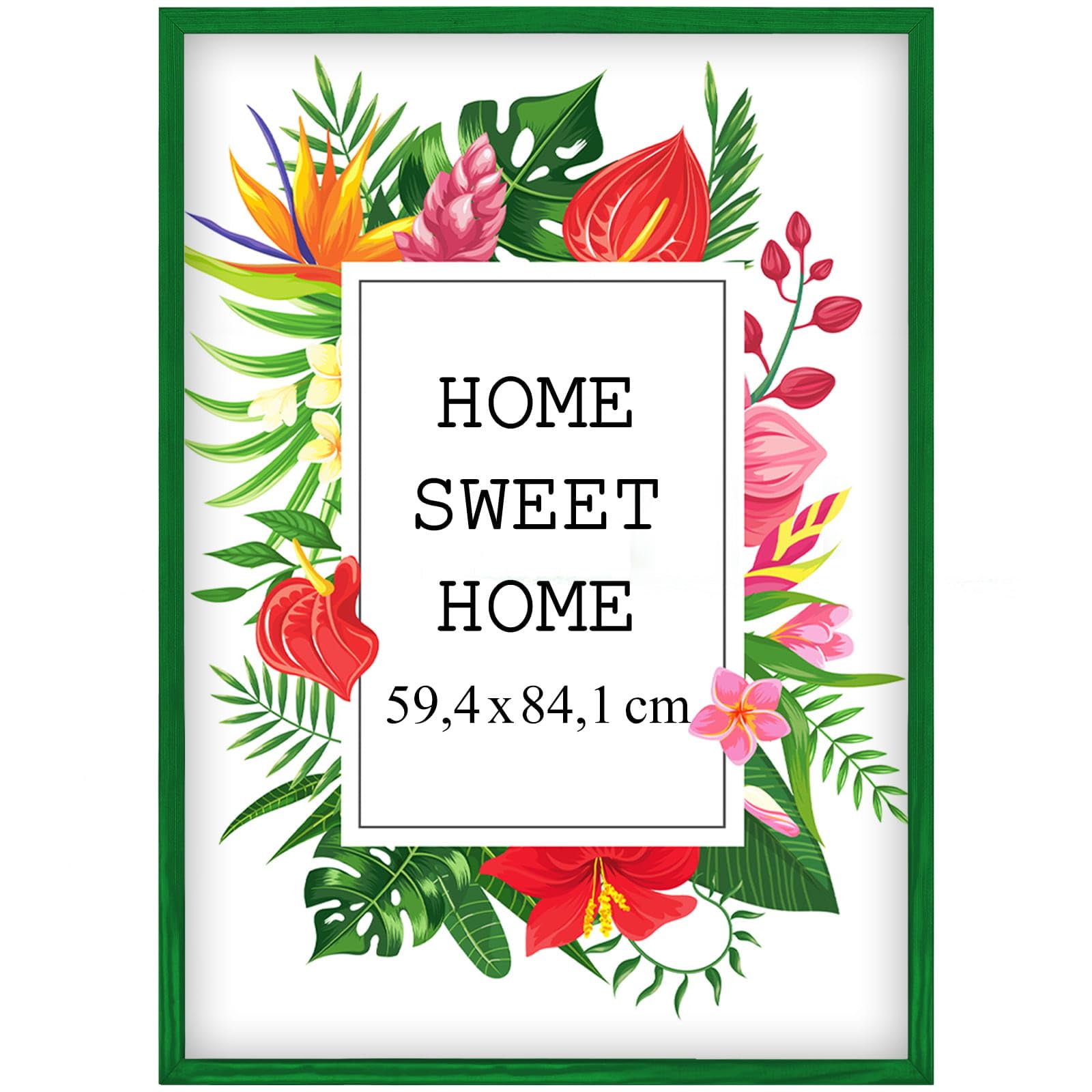 Mg Design Green Wooden Photo Frame A1 23.4 X 33.1 In (59.4 X 84.1 Cm) – Shatter-Resistant Acrylic Glass – Wall Mount Portrait & Landscape