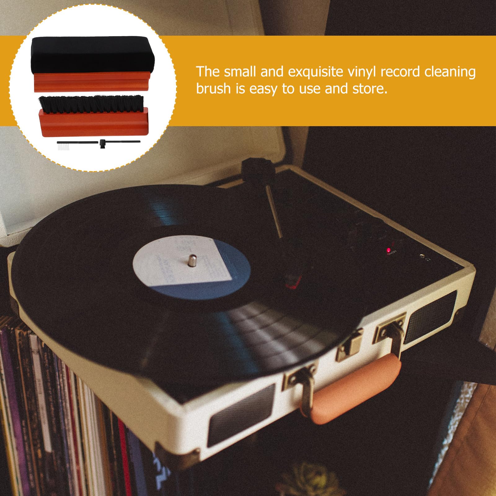 Schallplatten Reinigen mit Vinyl Schallplattenreinigungsbürste im 1 Satz Reinigungsmittel Satz und Schwamm für Sanfte Pflege und Längere Lebensdauer des Plattenspielers