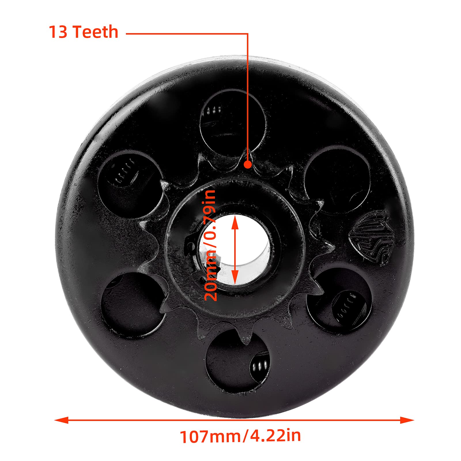 Go Kart Embrague 3/4 "Diámetro 13 Dientes Orificio Interior 20mm Compatible con Mini Bike #428 Cadena 6.5 HP 210CC 215CC