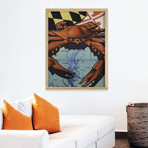Miniatura 6 de Maryland Crab Square Full Drill Diamond Wall Art Kits for Adults Crystal Picture Home Decor