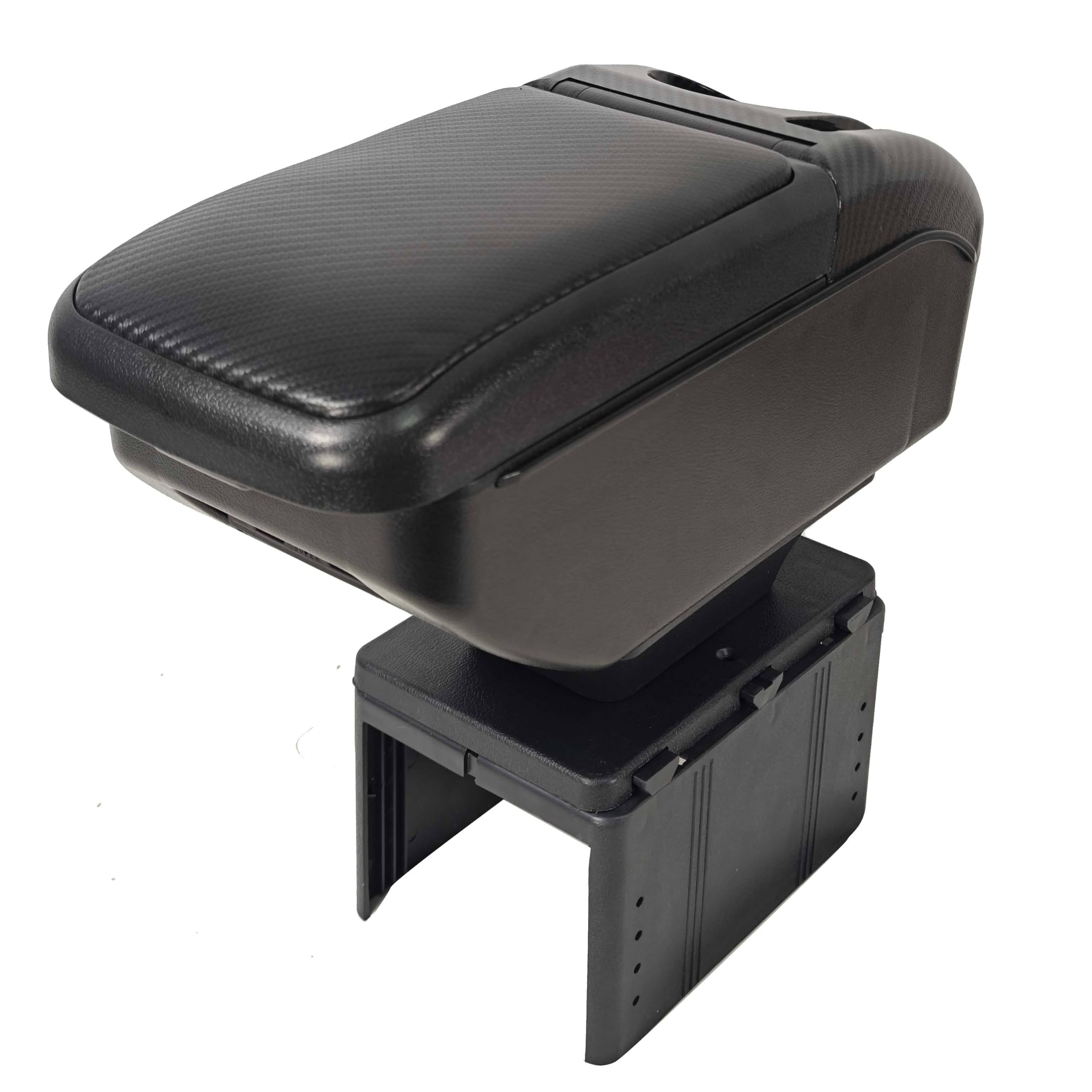 Oshotto Car Armrest Box Storage Organizer with Dual USB & Type-C Charging Ports | Center Console Extension with Glass Holder & Phone Slot Compatible with Hyundai Exter (Black)-image-24