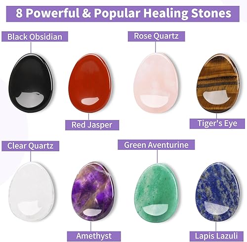 Miniatura 8 de NatureWonders - 2 piedras de obsidiana de caoba, piedras de pulgar, piedras de chakras, cristales curativos, potentes y populares, totalmente