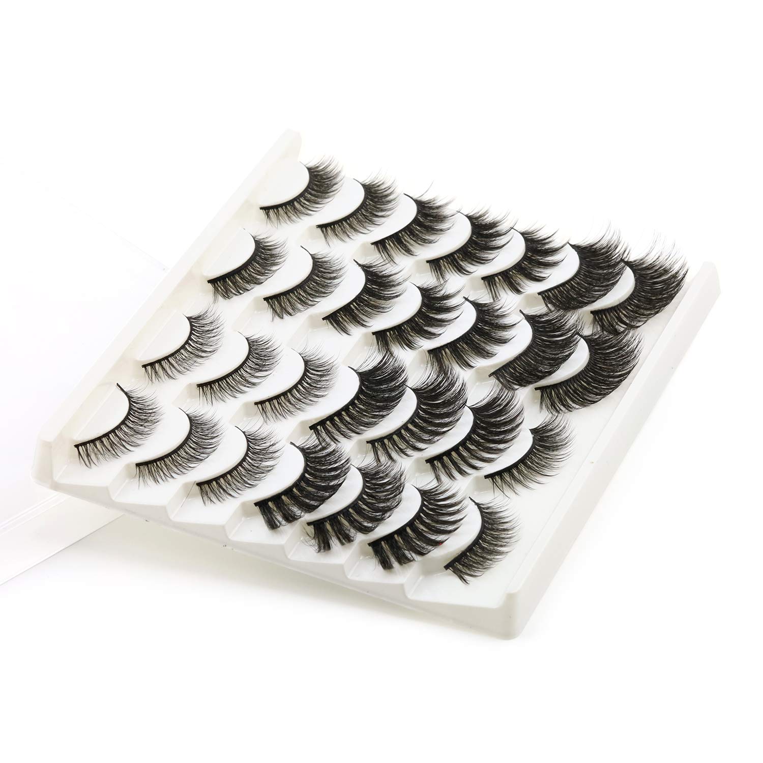 False Eyelashes Natural Look 10 Pairs 3D Fake Lashes Small Face Eyelashes 100% Handmade Lashes Wispies Short Soft Reusable Eye Lash Transparent Band Eyelash 1 Pack 005 Style Lashes by EMEDA : Beauty & Personal Care