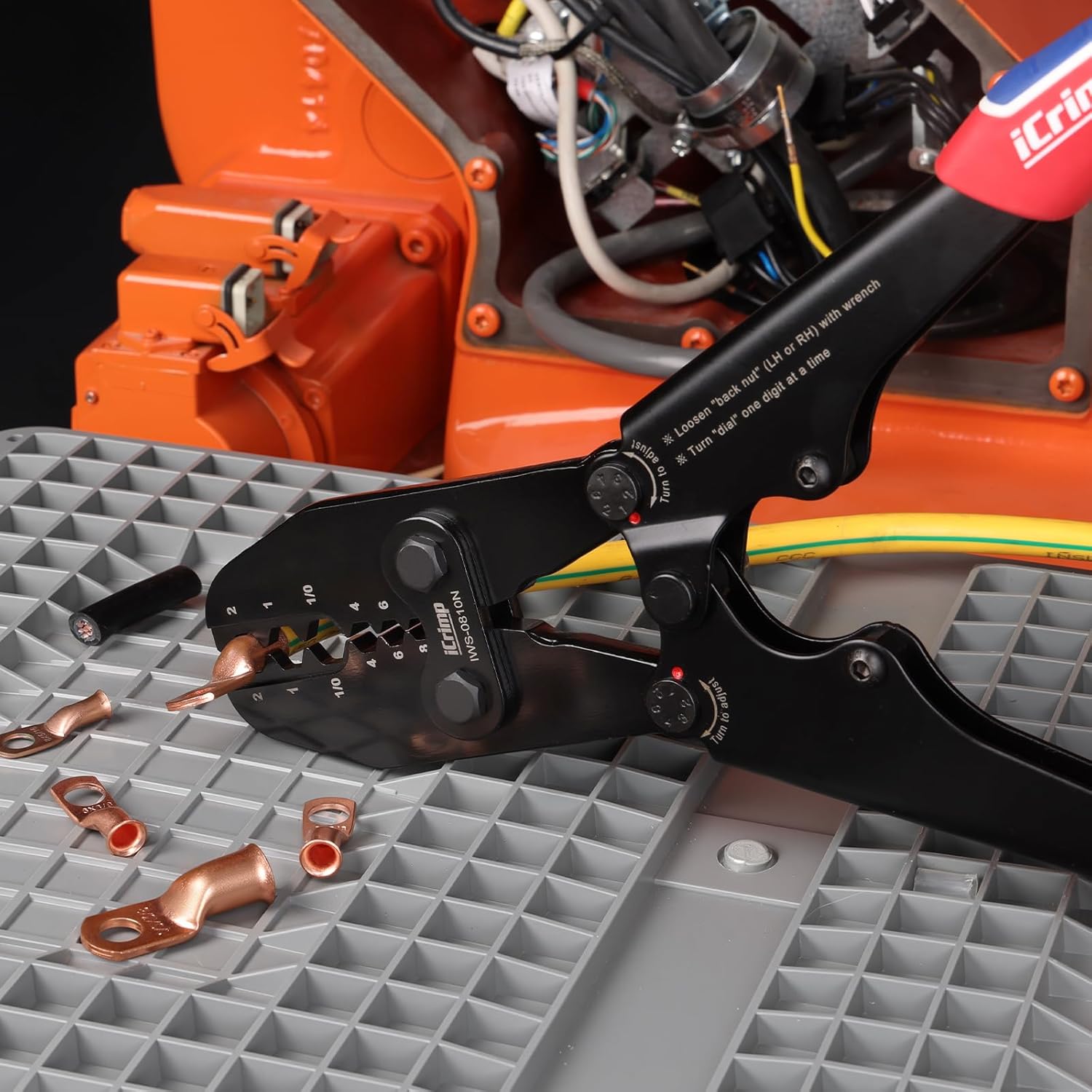 iCrimp Battery Cable Lug Crimping Tool for AWG 8-1/0 Copper Battery Lugs, Heavy-Duty Wire Ends