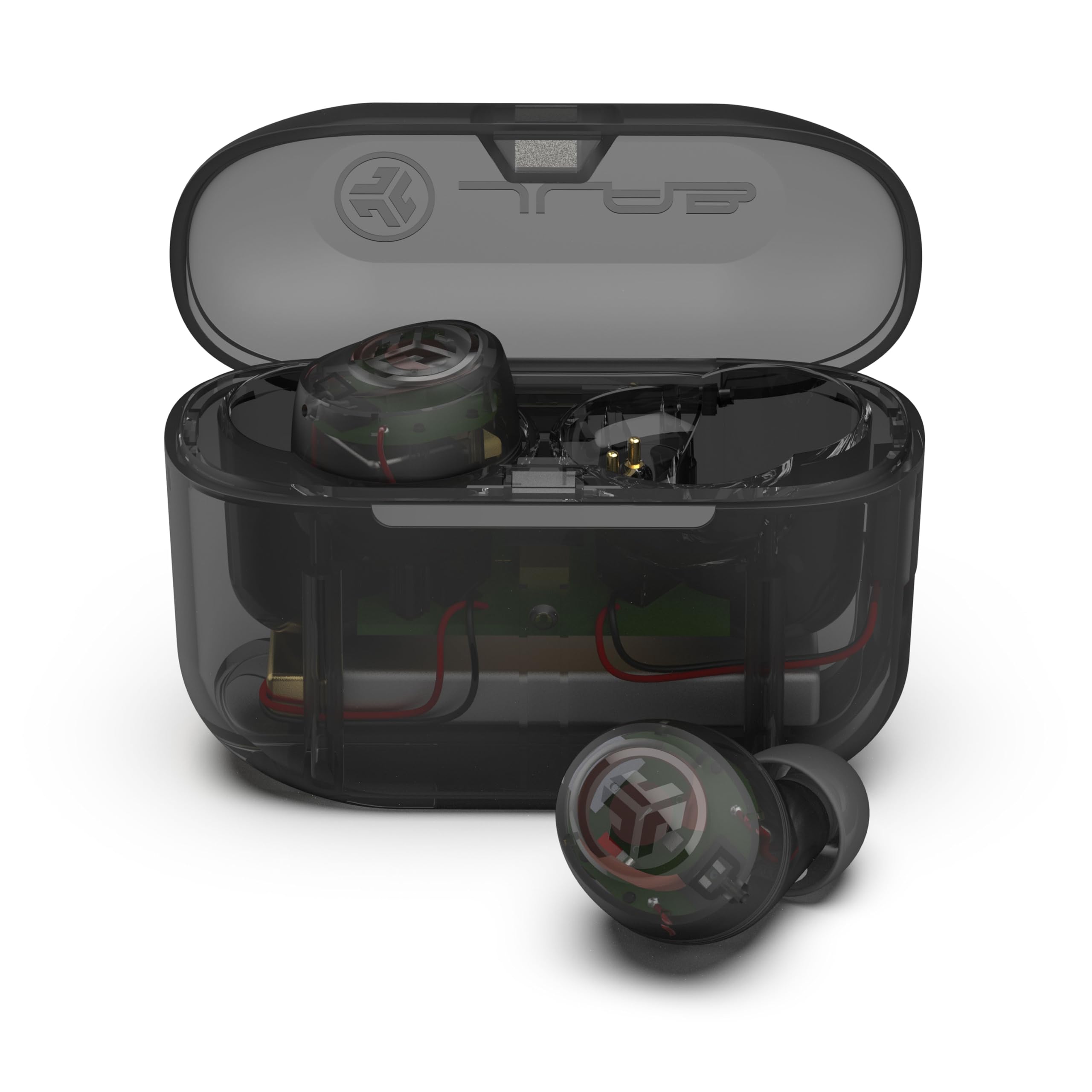 JLab Go Air Pop+ True Wireless Earbuds, In Ear Headphones, Bluetooth Earphones, 35H Playtime Ear Buds, Bluetooth Earbuds with Microphone, USB-C Charging Case, Dual Connect, EQ3 Sound, Clear