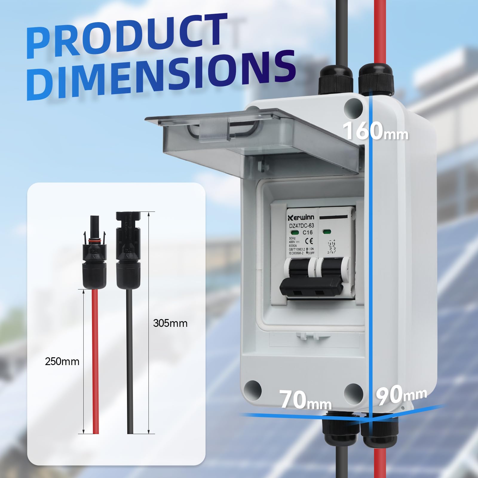 Snapklik.com : KERWINN Solar Panel Disconnect Switch,16A 400V Miniature ...