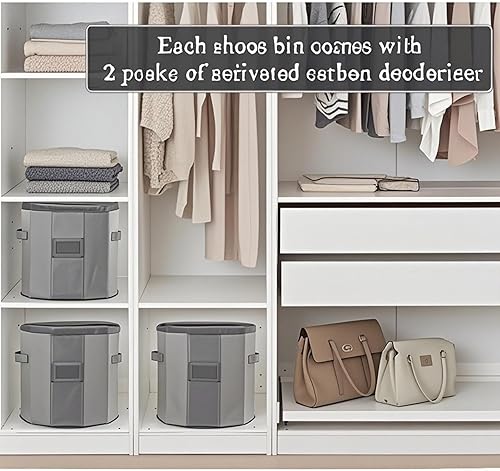 Miniatura 2 de WEALTH, Organizador de almacenamiento de zapatos con divisores, caja redonda de contenedores, gris