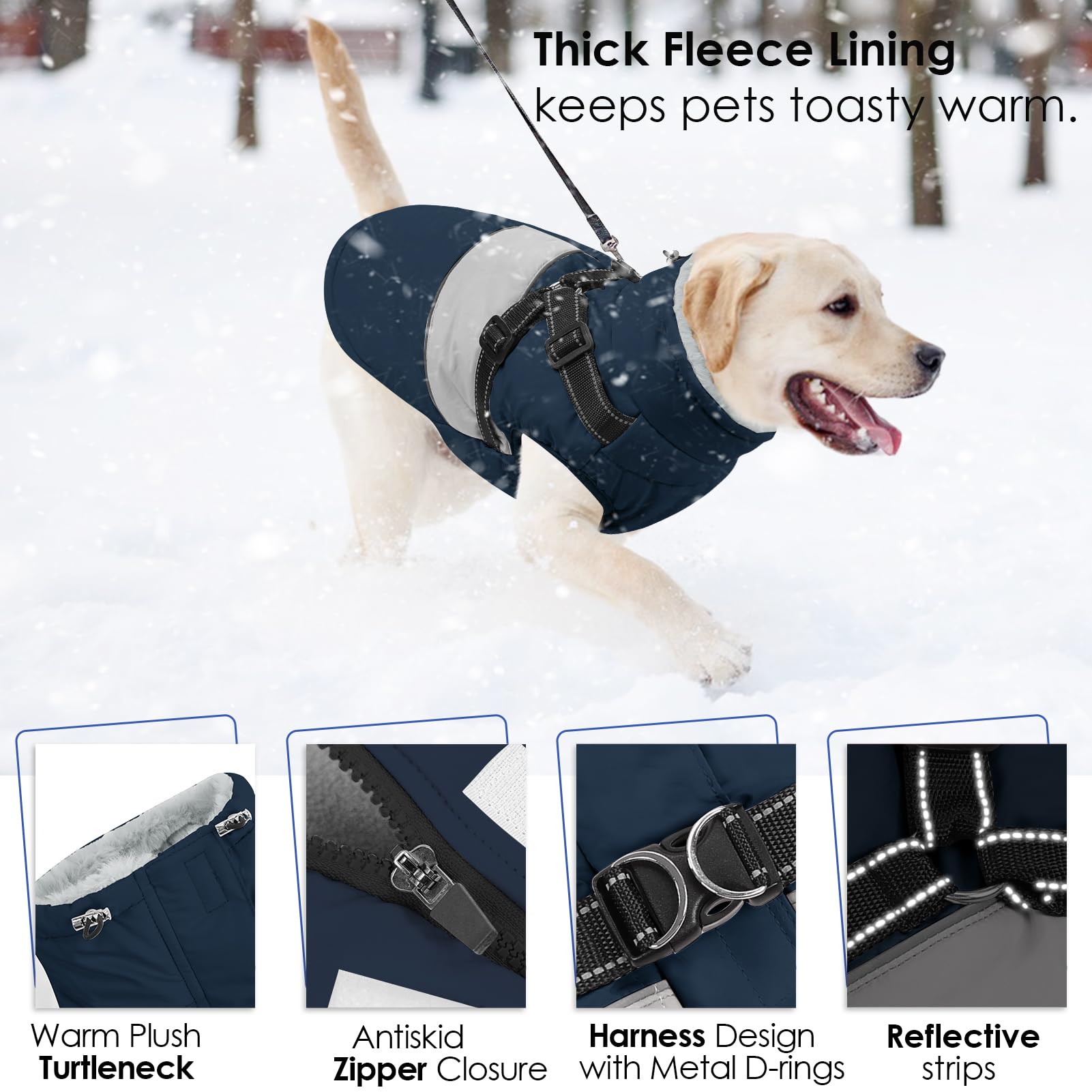 AOFITEE Dog Winter Coat, Dog Coat with Harness Built in - Image 4