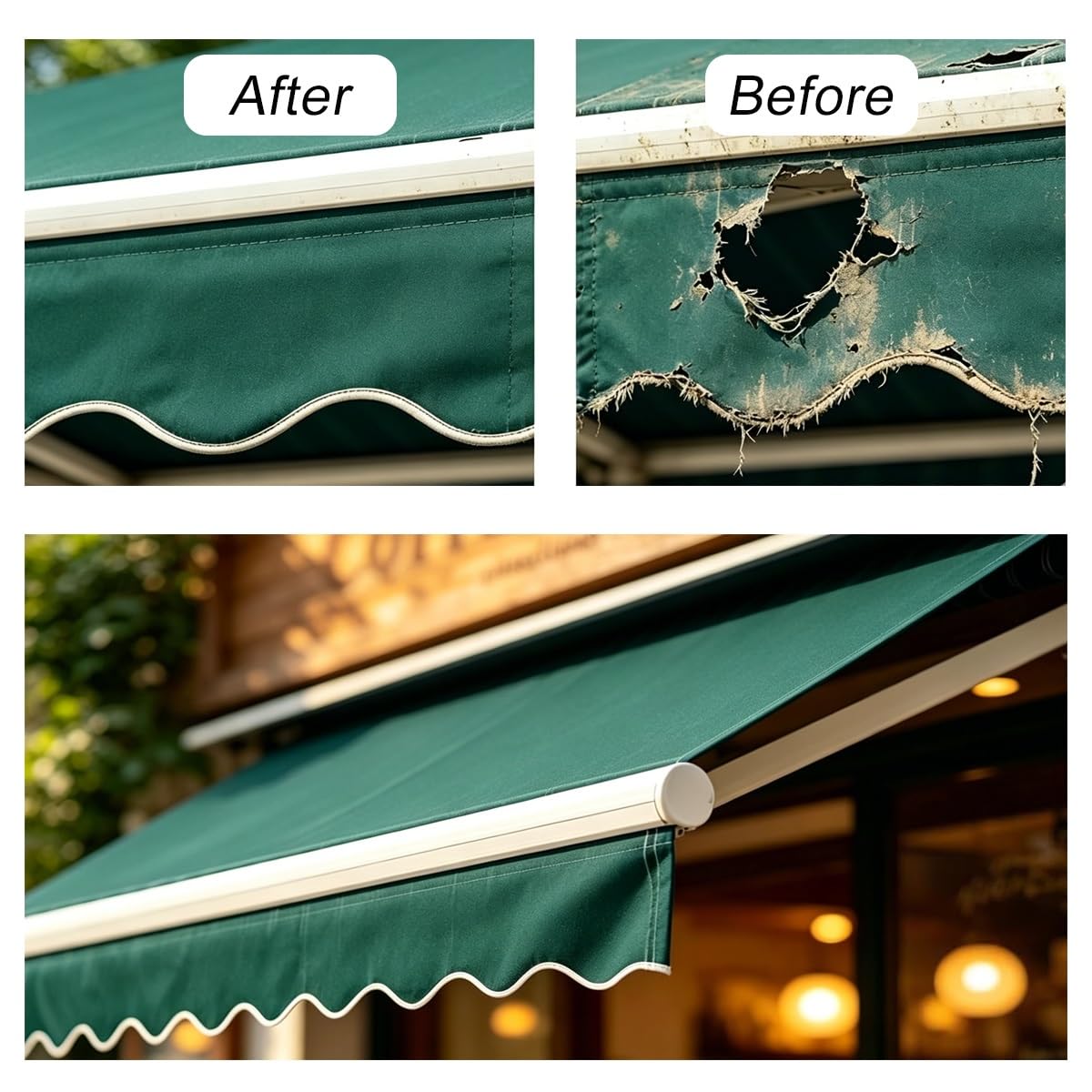 Mantovana di ricambio per tenda da patio, striscia in tela per tenda da sole, mantovana anteriore di ricambio impermeabile per tettoia da esterno per giardino terrazza(Beige,380cm)