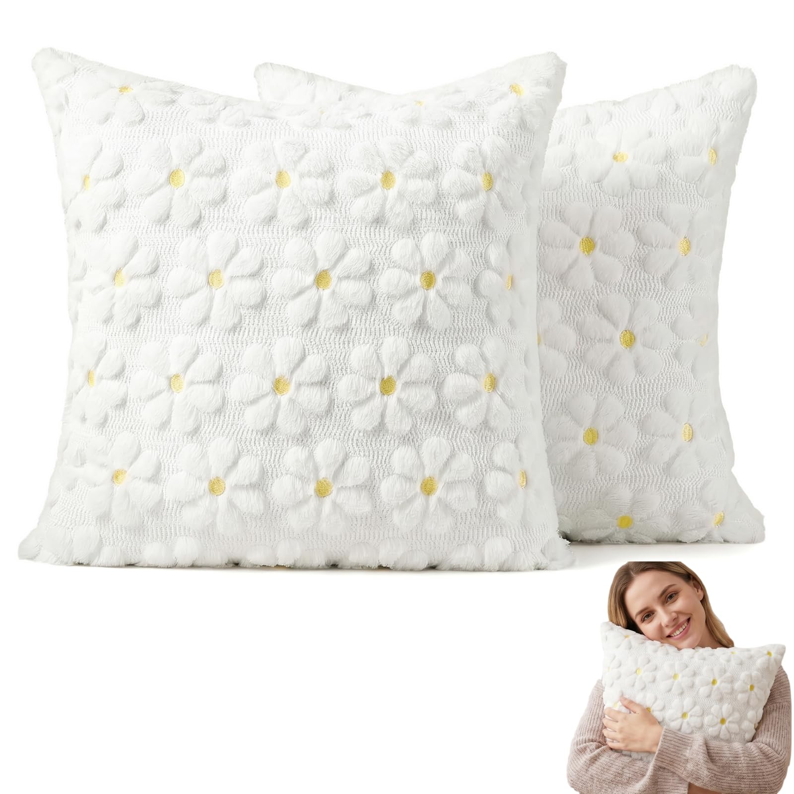 Wrbugukeji Spring Floral Cushion Covers, 2 Pcs Flowers Throw Pillow Covers