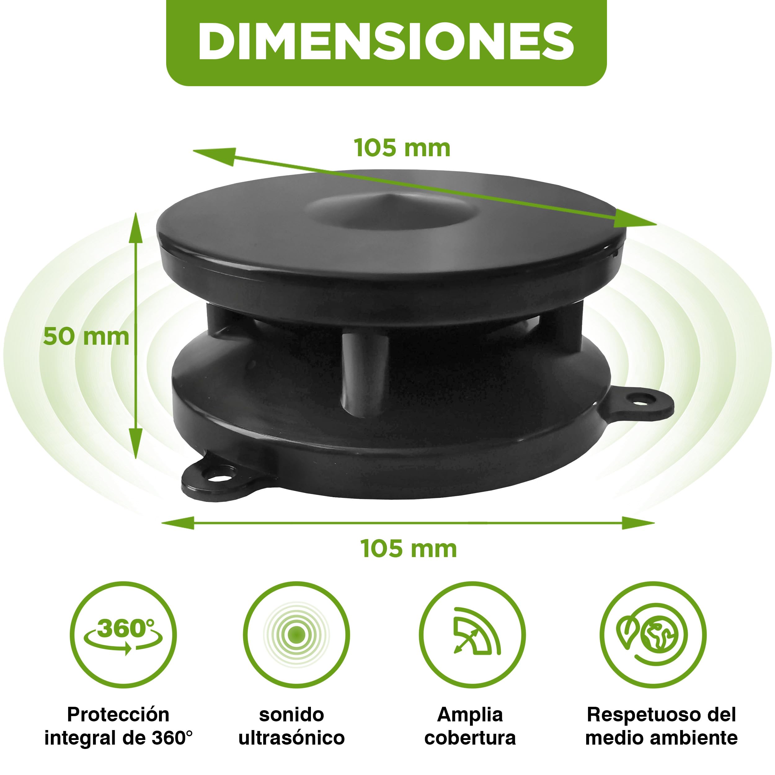 ISOTRONIC Repelente ultrasónico para Ratones y martas – Repelente de 360° para Coche, ático, sótano y Garaje – Disuasivo para Ratones sin Veneno ni trampas – Alcance Efectivo de 40 m² (1 Unidad)