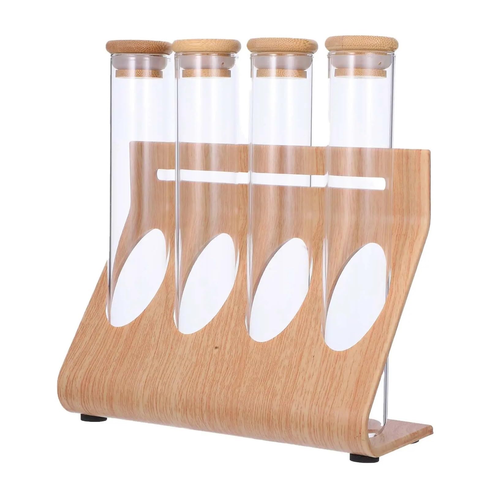 yingyingjia Kaffeebohnen-Präsentationsglas, 12 Reagenzgläser, Holzregal, versiegelte Aufbewahrung, klare Glasflasche, Gewürzaufbewahrung, multifunktionales Röhrchen