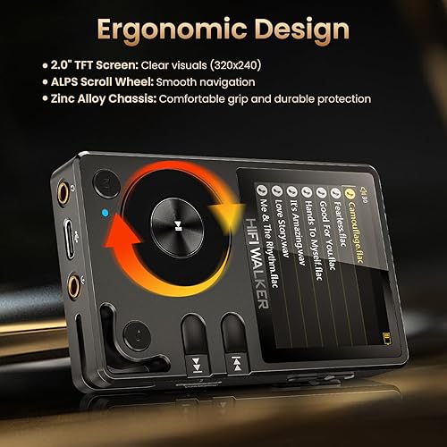 Miniatura 7 de HIFI WALKER Reproductor de MP3 H2-128GB Bluetooth 5.2 Hi Res Reproductor de música Flac Digital DSD Reproductor de audio sin pérdida Reproductor de