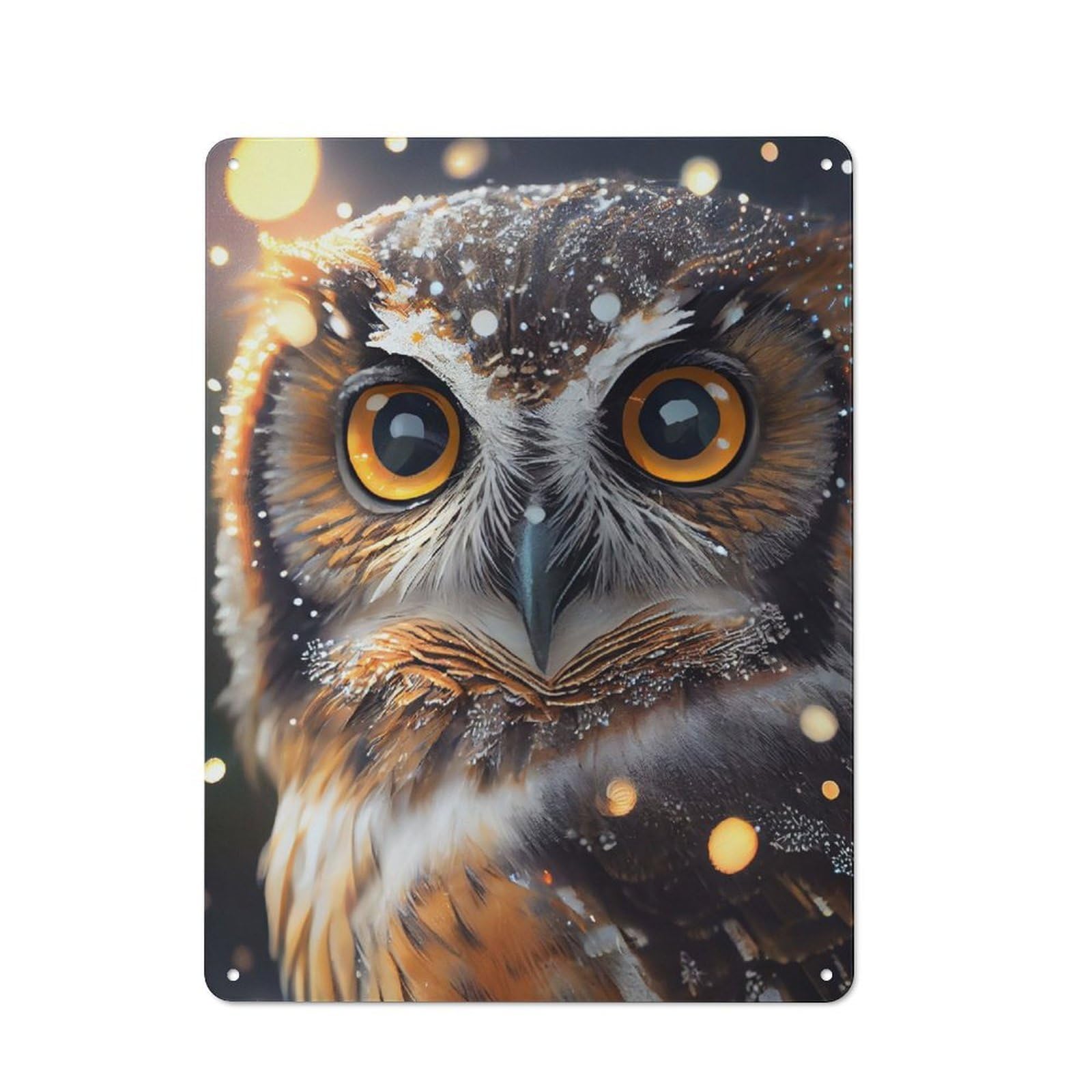 Owl Portrait Classic Metal Wall Decor 40x30cm, Metal Sign for Cafe, Pub, Workshop Or Home Bar, Small Accent for Blank Walls