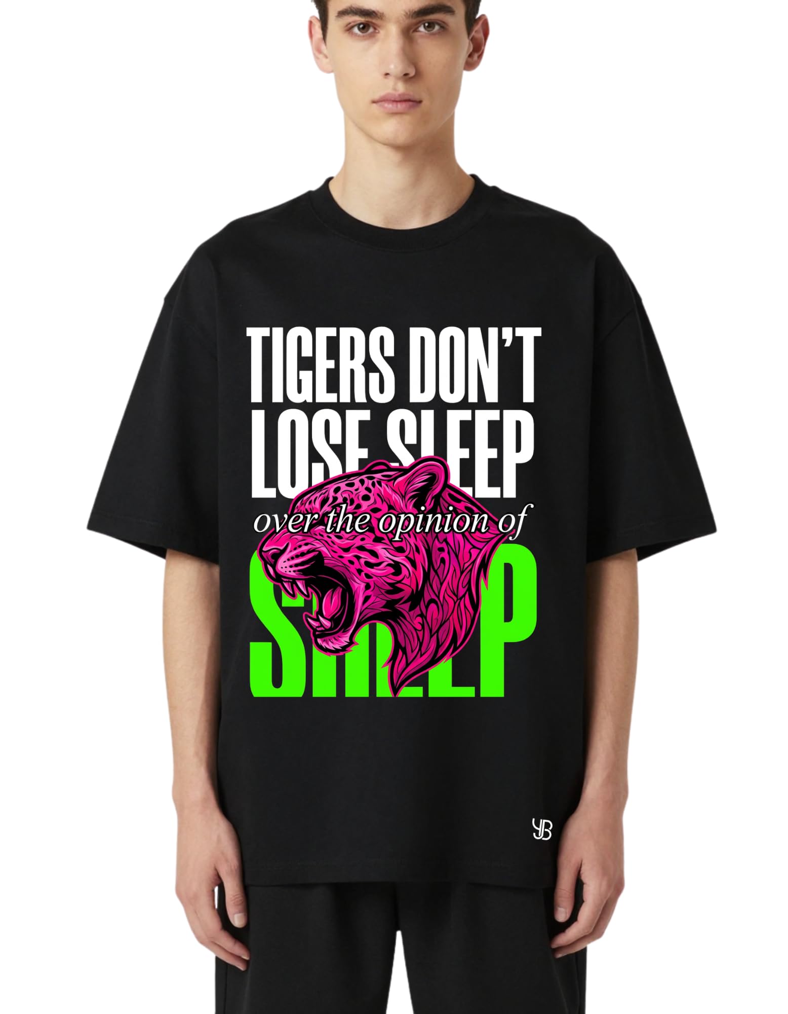 Buy yb Neon Pink Leopard Graphic Oversized T-Shirt, S at Amazon.in
