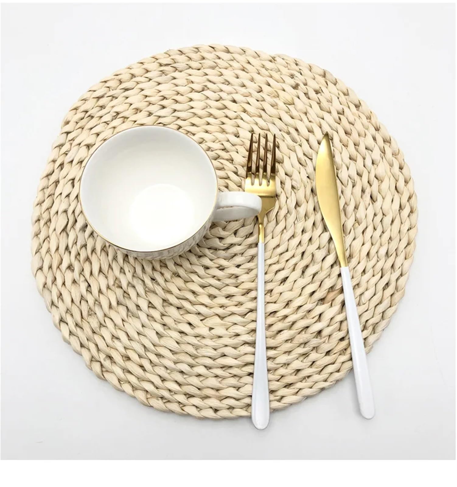 tkane rattanowe podkładki, Zestaw 4 rattanowych podkładek tkanych w różnych rozmiarach(15CM)