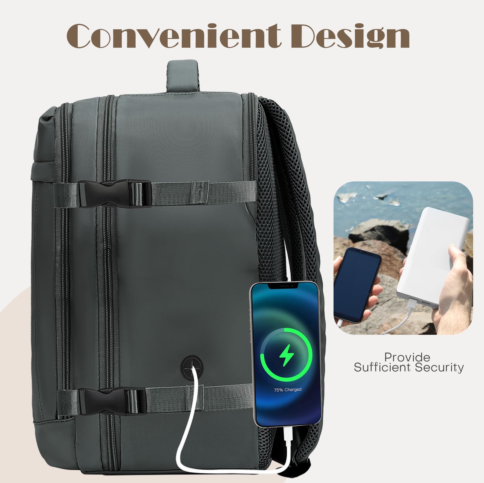 Yankony Zaino Easyjet 45x36x20 Bagaglio a Mano Easyjet 45x36x20 Zaino da Viaggio Aereo 30L Borsa da Cabina per Donna Uomo 15.3 Pollici Porta PC Portatili con Tasca Antifurto per Scuola Lavoro Affari