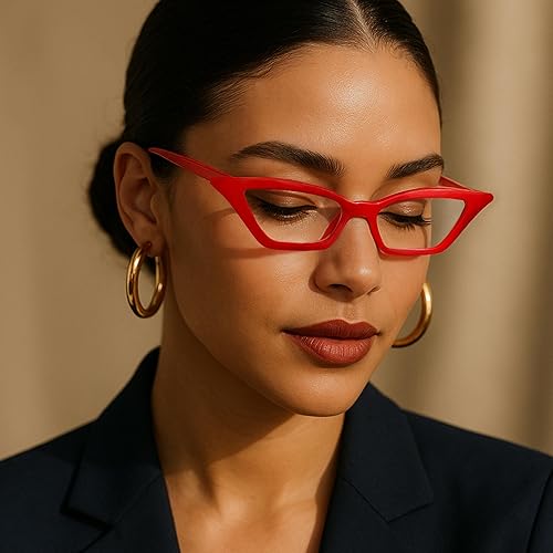Miniatura 5 de Lentes de lectura Red Funky Cat Eye para mujer para lucir elegante, a la moda con alta visión, cómodos para todas las formas de cara, lentes de