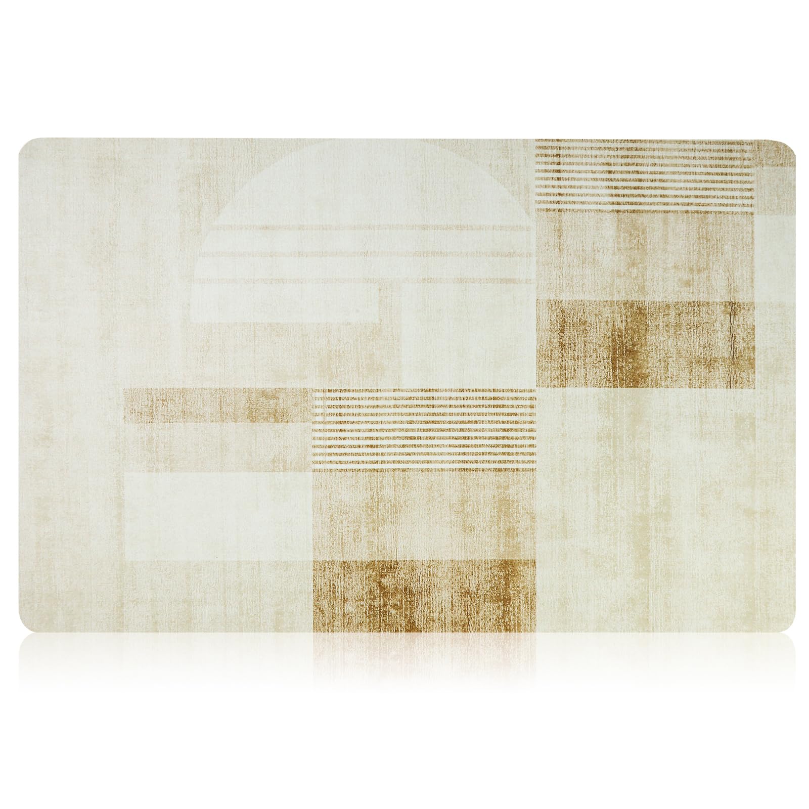 Genérico Tappeto da bagno con diatomee, assorbente e antiscivolo, motivo minimalistico, colore: beige