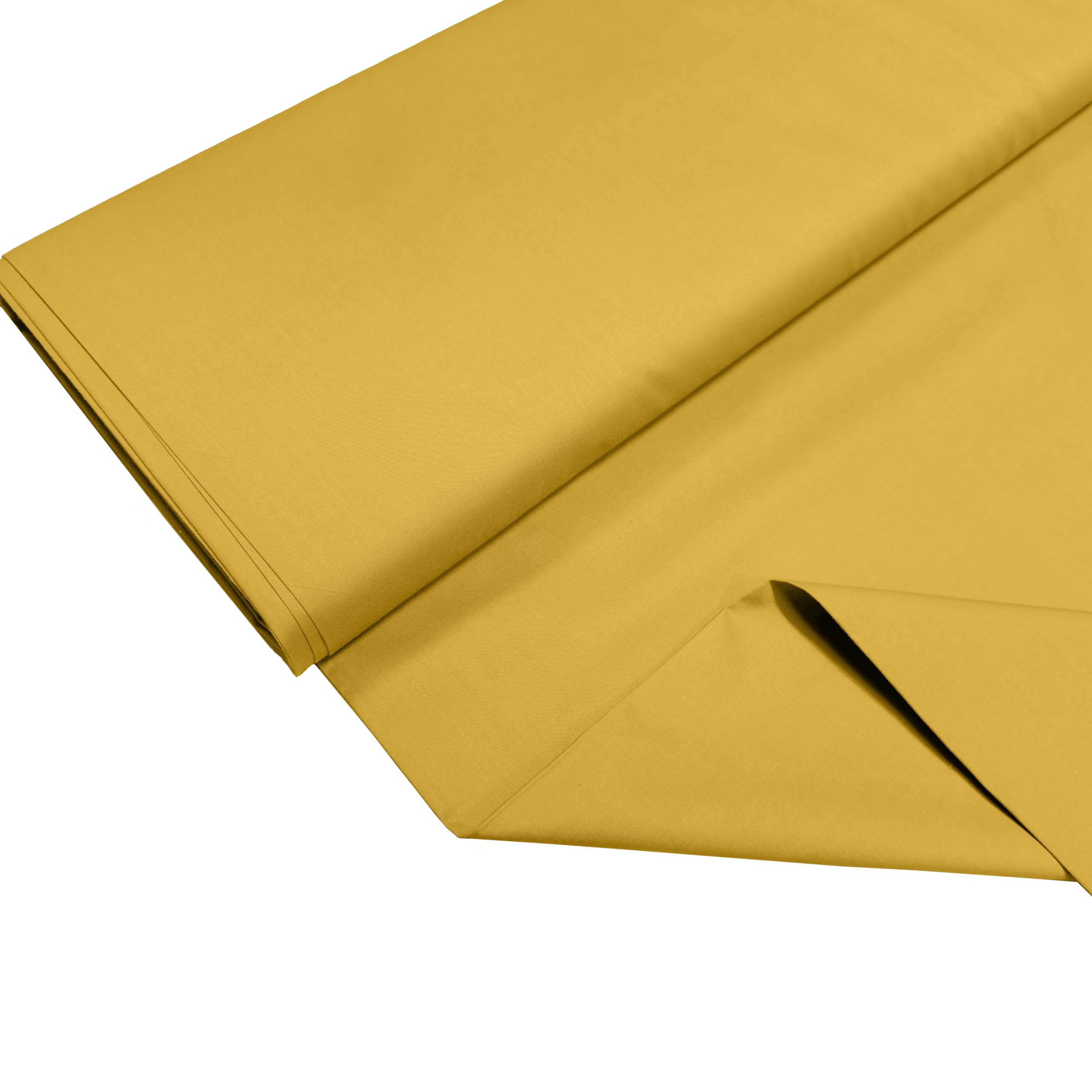 100% Cotton Percale Fabric – 200 Thread Count, 120 GSM, Breathable & Durable Material for Bedding, Quilting & Sewing - 300cm x 112cm (Mustard)