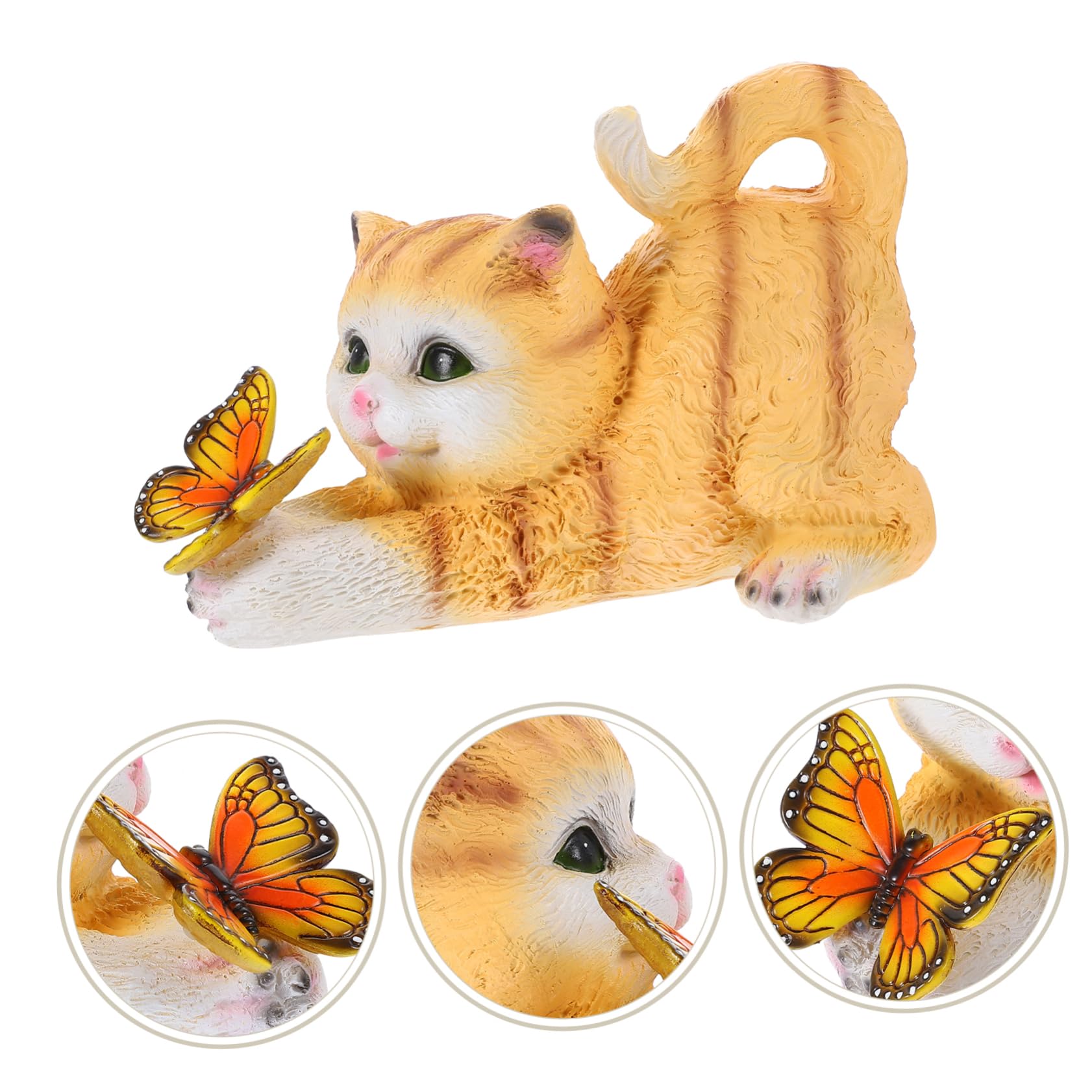ibasenice Realistische Gelbe Katzenfigur aus Kunstharz als Dekorative Schreibtischdekoration und Space Matching Gartenskulptur für Sammler und Tierliebhaber