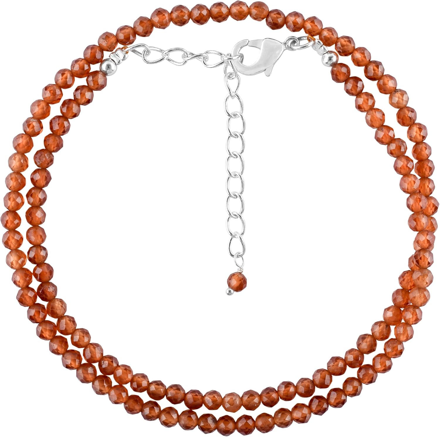 YANARA Natural Choker Necklace For Women Gemstone Full Micro Beads Dainty Jewelry for her, Birthstone, Energy Healing Crystals, Silver Plated Chain 18 inch