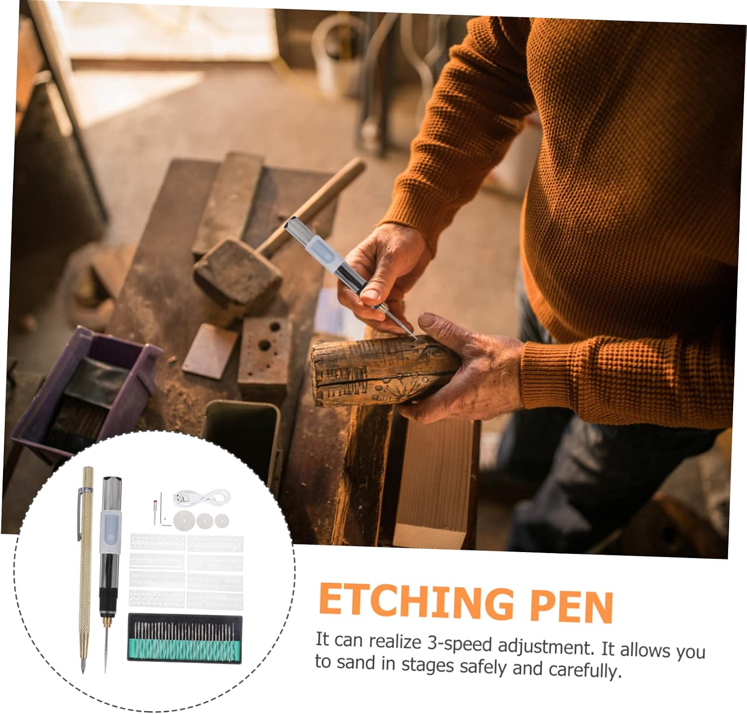 25w Cordless Engraving Pen 3-Speed Rotary Tool Kit for DIY