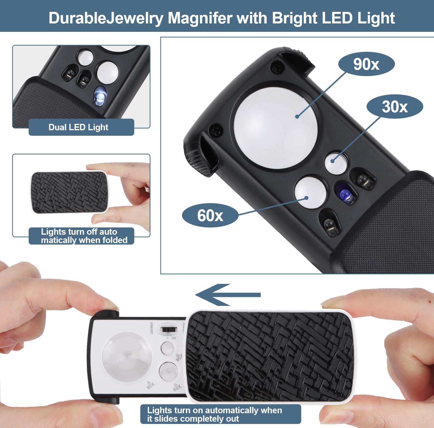 Con Luce AFUNTA Lente D'Ingrandimento Del Gioiello Con Luce A LED, 30X Lente Ingrandimento - Foto 4