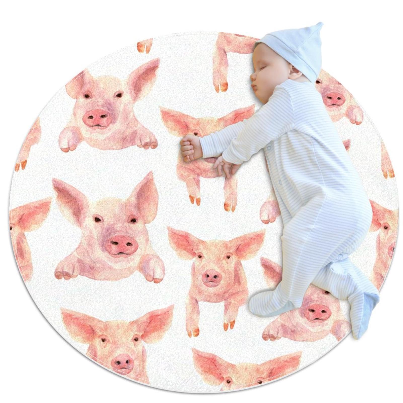 Tapis de sol cochon rose déco chambre d'enfant et douceur salle de bain