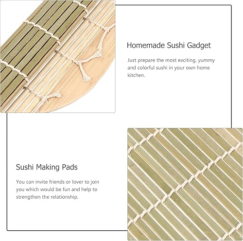 Miniatura 9 de Hemoton Juego de 4 alfombrillas para sushi de bambú, redondas, antiadherentes, para sushi, para hacer sushi, para el hogar, cocina, bricolaje