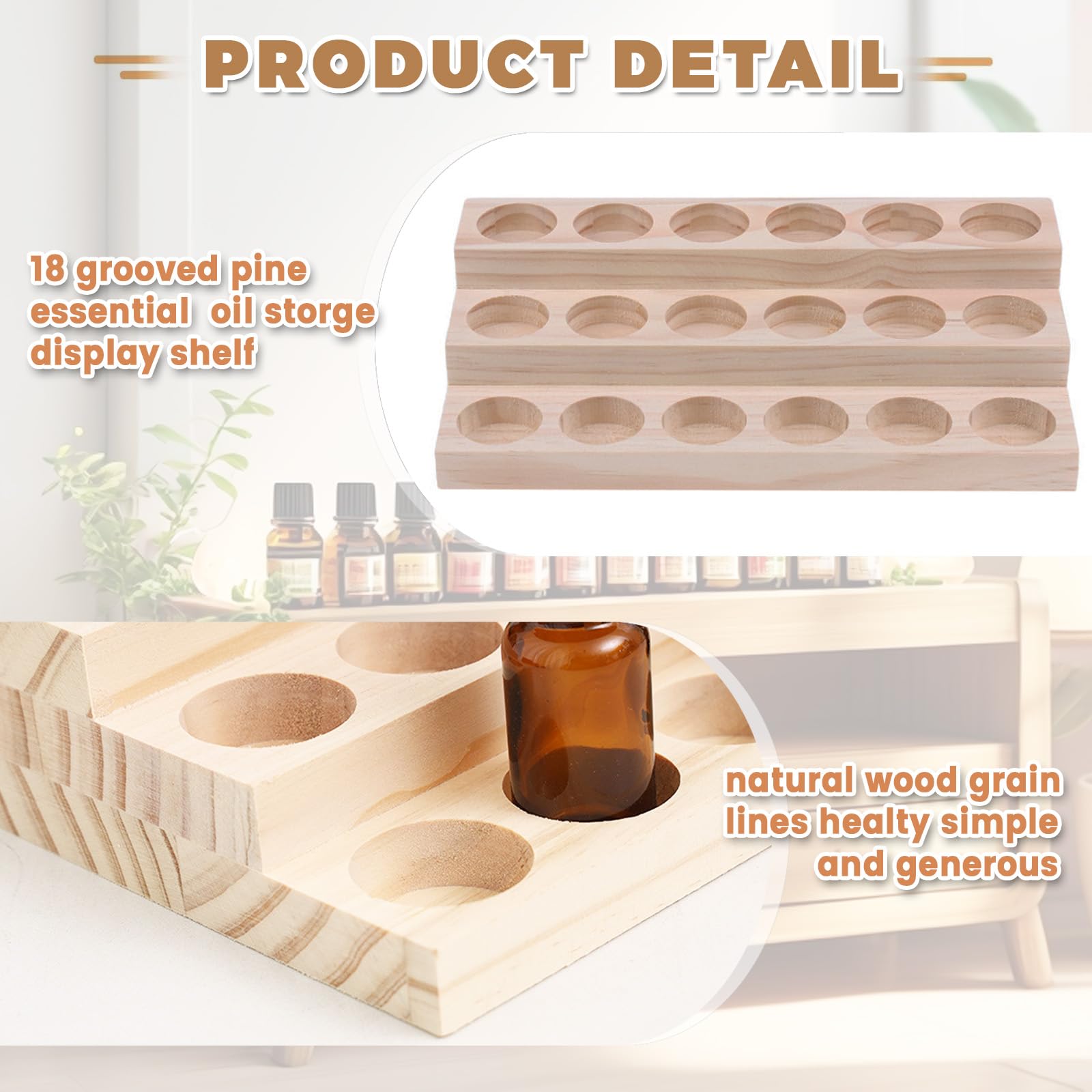 3 strati - 18 Slots Oli Essenziali Scatole Organizer in legno, Espositore per Olio Essenziale Organizzatore Scatola Portaoggetti Adatto per Casa/SPA/Tavolo da Toeletta/Ufficio