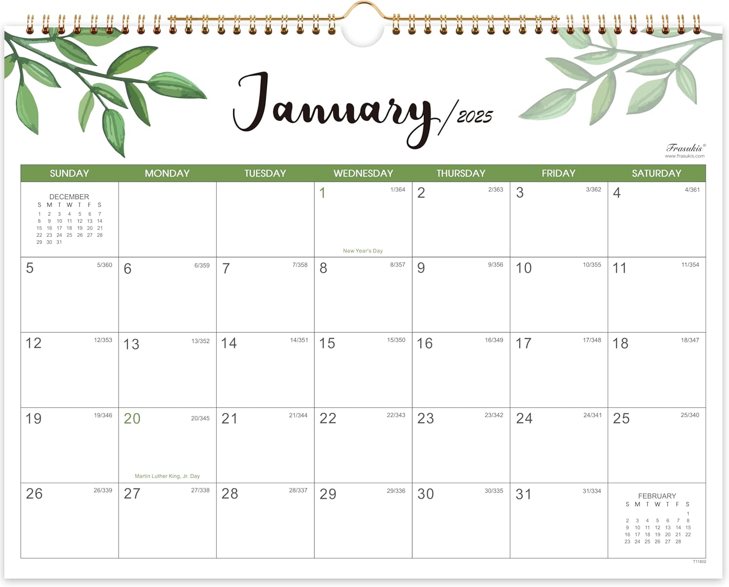 Wall Calendar 2025-2026 - 24 Months Wall Calendar 2025-2026, JANUARY
