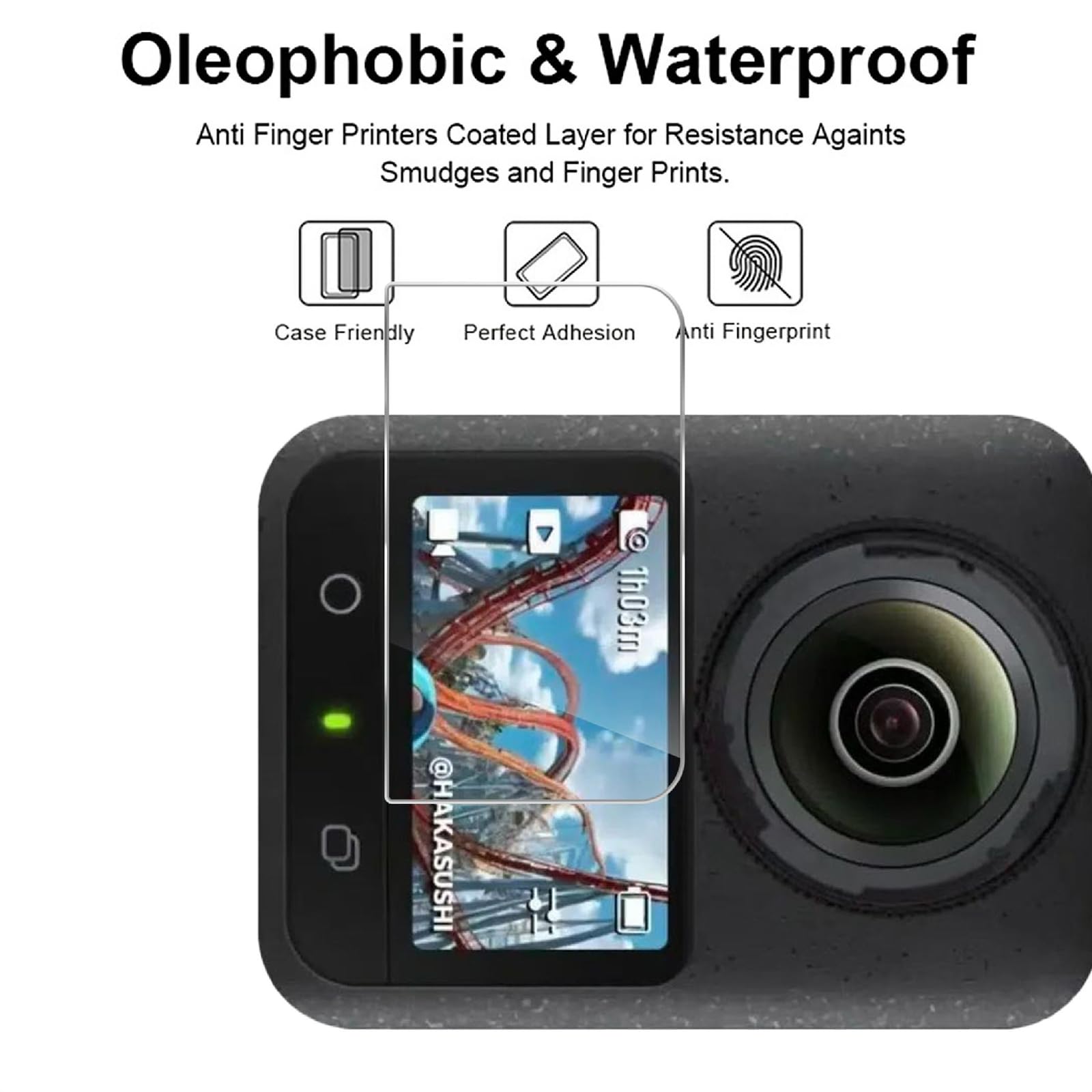 GIOPUEY Pellicola Protettiva per DJI Osmo 360, [4 Pezzi] Vetro temperato Schermo Protezione Pellicola [Copertura Completa] [Anti-graffio] - Trasparente