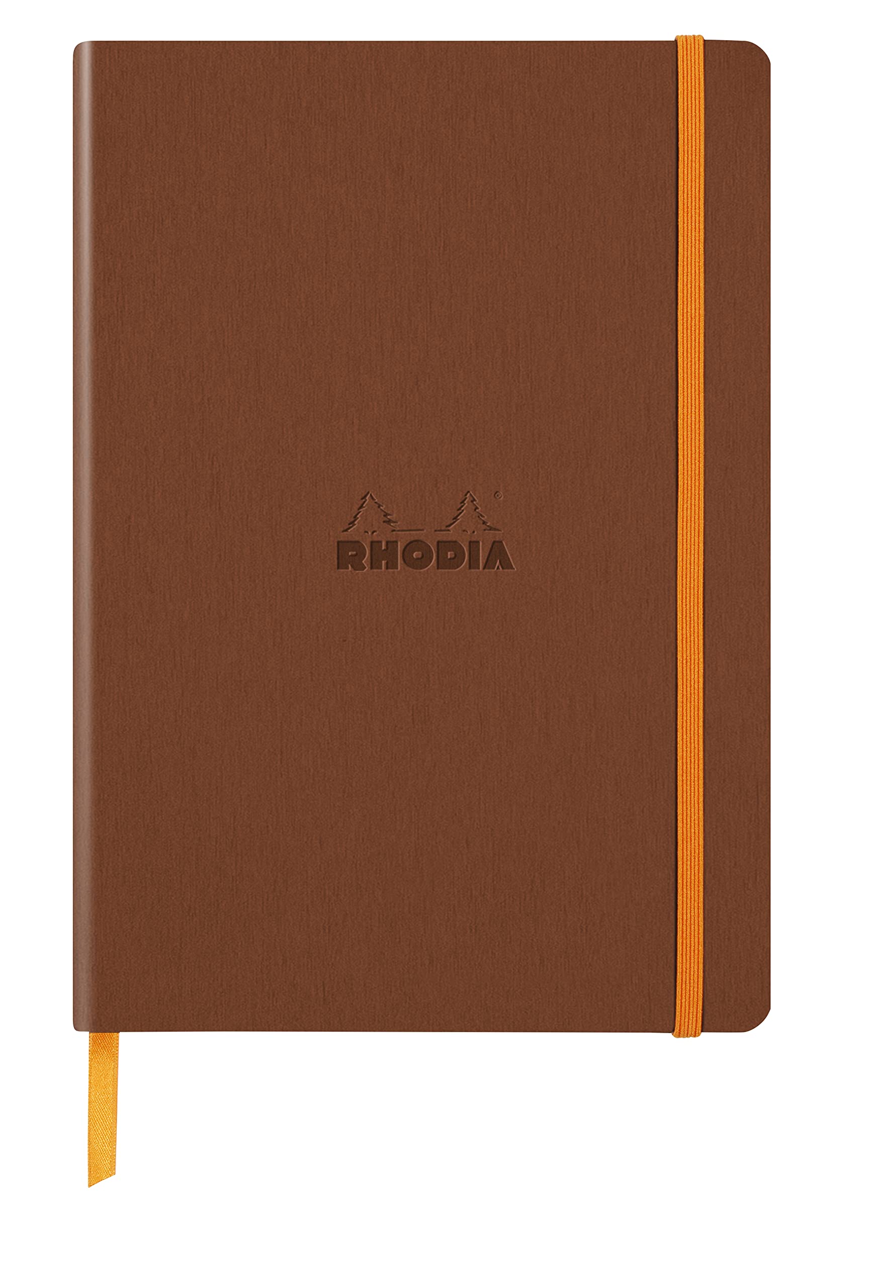 RHODIA 117477C - Copper Flexible Notebook - A5 - Dotted Dot - 160 pages - Clairefontaine Ivory Paper 90 g/m - Bookmark, Elastic Closure - Faux Leather Cover - Rhodiarama Collection