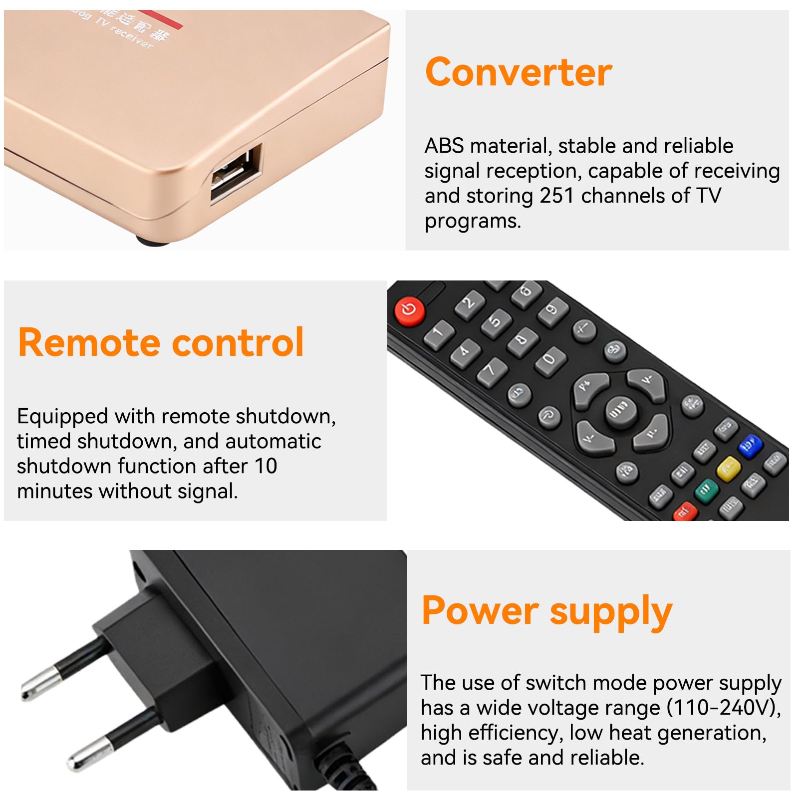 Agatige Ricevitore TV Analogico, Adattatore Convertitore da RF a HDMI con Telecomando, per Proiettori/Insegnamento Multimediale(Spina UE)