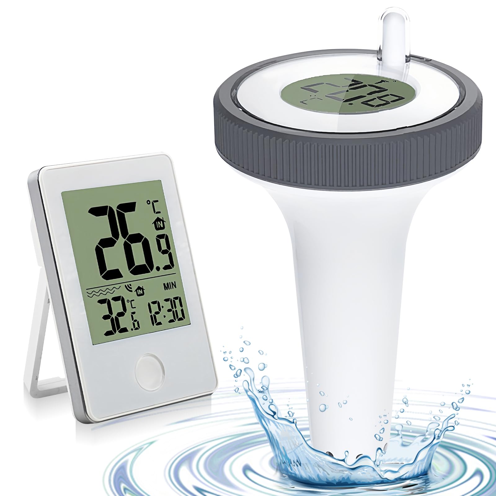 Thermomètre de piscine numérique - Thermomètre flottant sans fil - Étanche IP67 - Pour aquarium, piscine, étang, étang à poissons