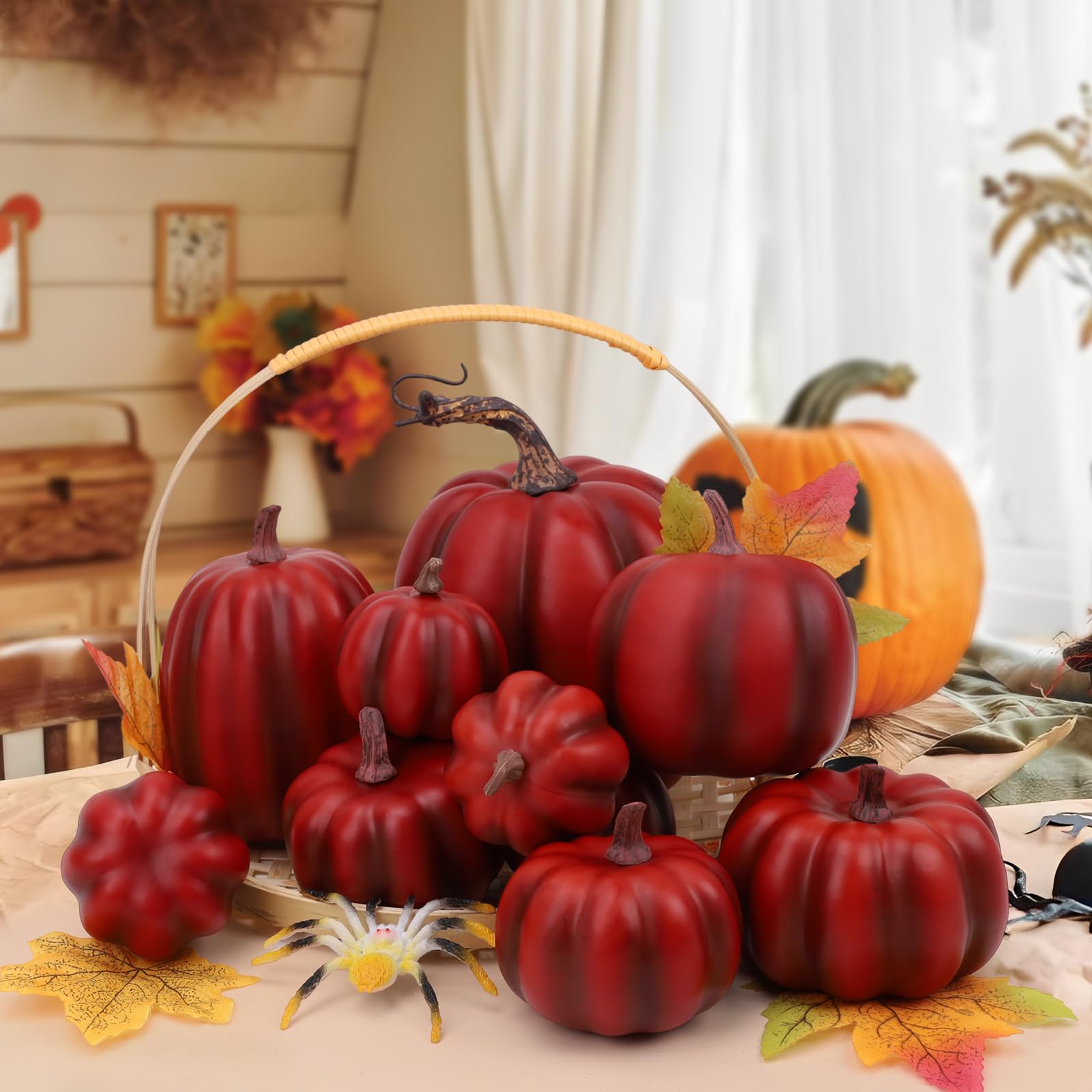 Gresorth 10Pcs Kunstmatige Champagne Pompoenen Halloween