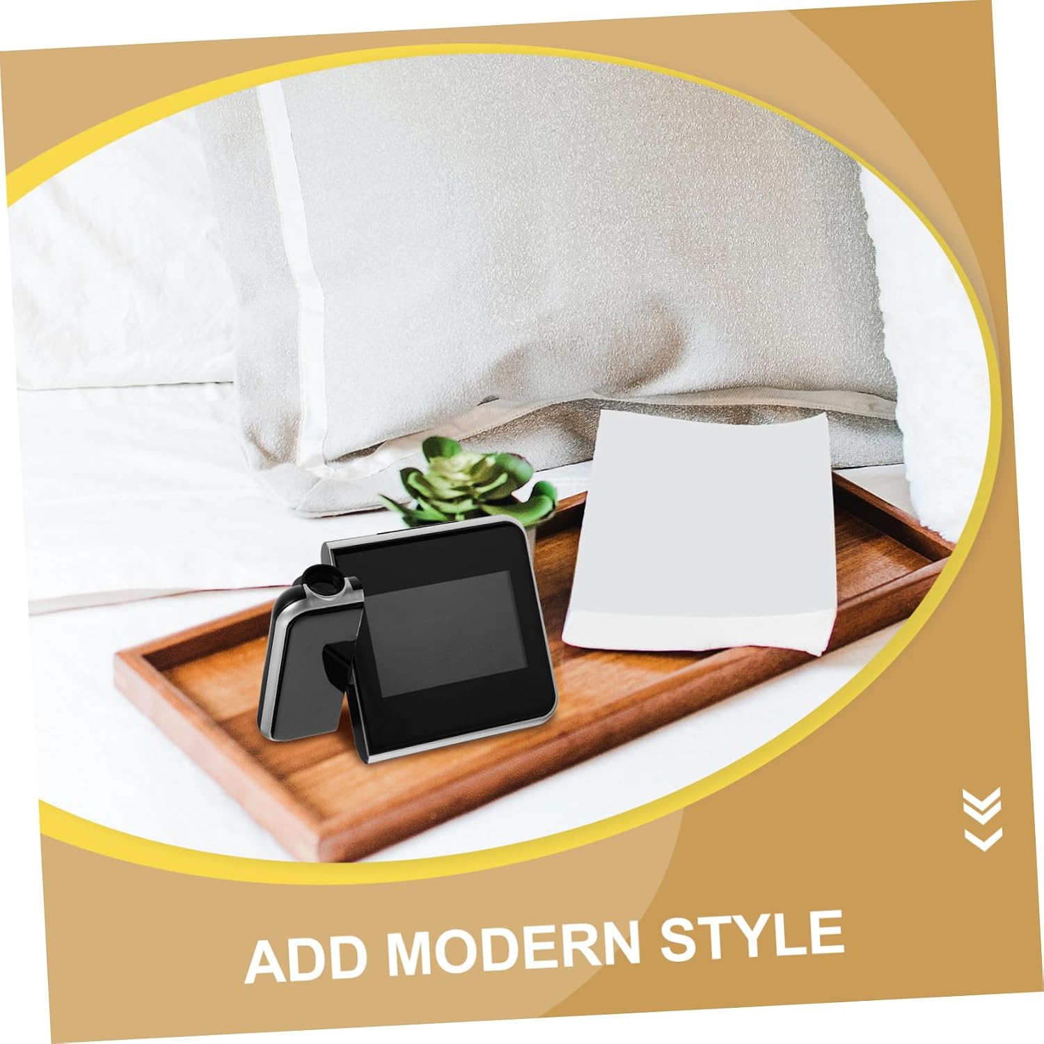 Hemobllo Battery Operated Led Alarm Clock Projection Digital for Heavy Sleepers Modern Table Clock Style