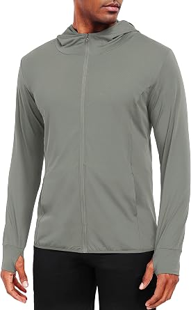 NELEUS Mens Workout Fishing Shirts UPF 50+ Light Jacket Full Zip Sun Protection Long Sleeve Hoodie for Men Hiking