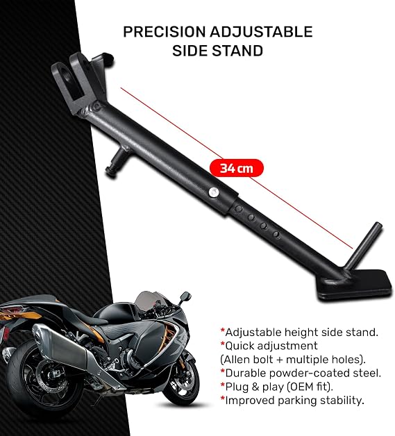 avdb-moto steel side stand compatible with SUZUKI HAYABUSA 1300 GSXR 1999-2007, HAYABUSA 1340 GSXR 2008-2018, 1340 GSXR 2021 2022 2023 2024 2025 2026