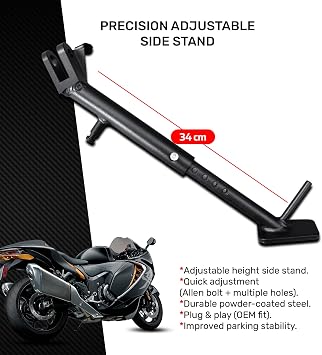 avdb-moto steel side stand compatible with SUZUKI HAYABUSA 1300 GSXR 1999-2007, HAYABUSA 1340 GSXR 2008-2018, 1340 GSXR 2021 2022 2023 2024 2025 2026