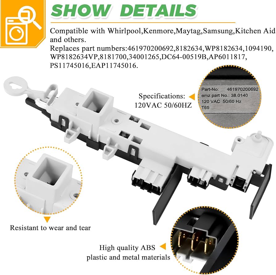 Amazon.com: 461970200692 WP8182634 Washer Door Lock Switch by 